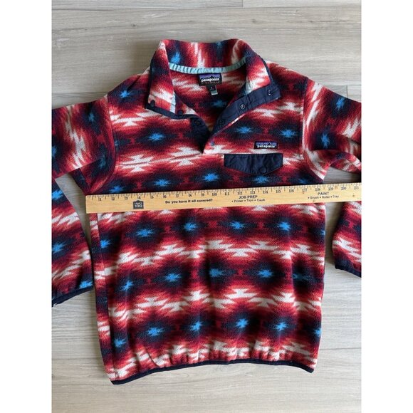 Women's PATAGONIA Synchilla Snap-T Pullover fleece Sz S Red Wild Desert Aztec‎ - Picture 3 of 8